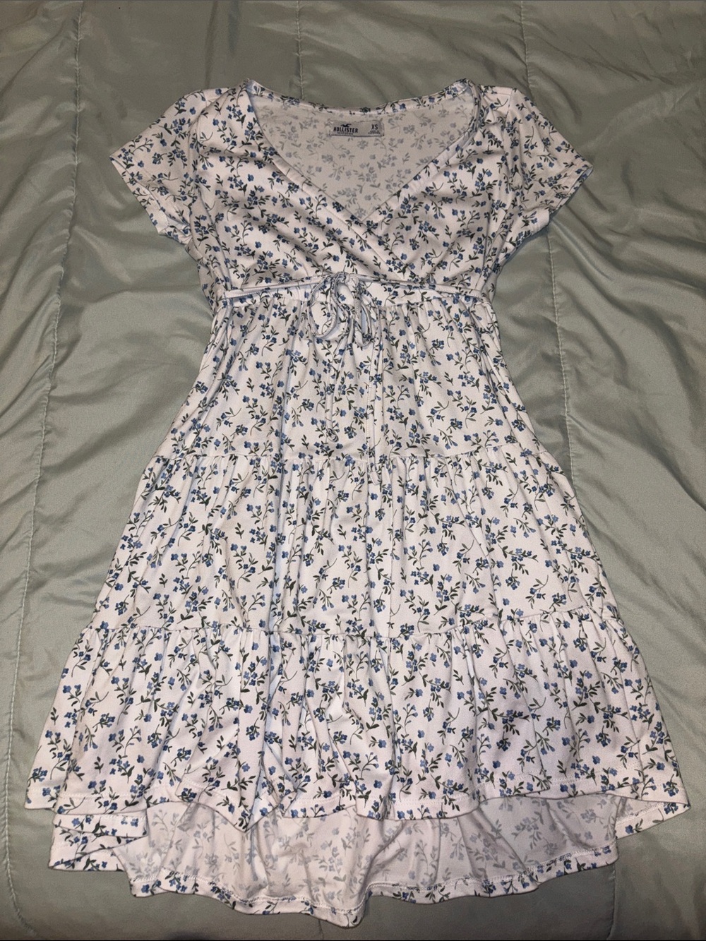 Hollister White Dress with Blue Floral Print
